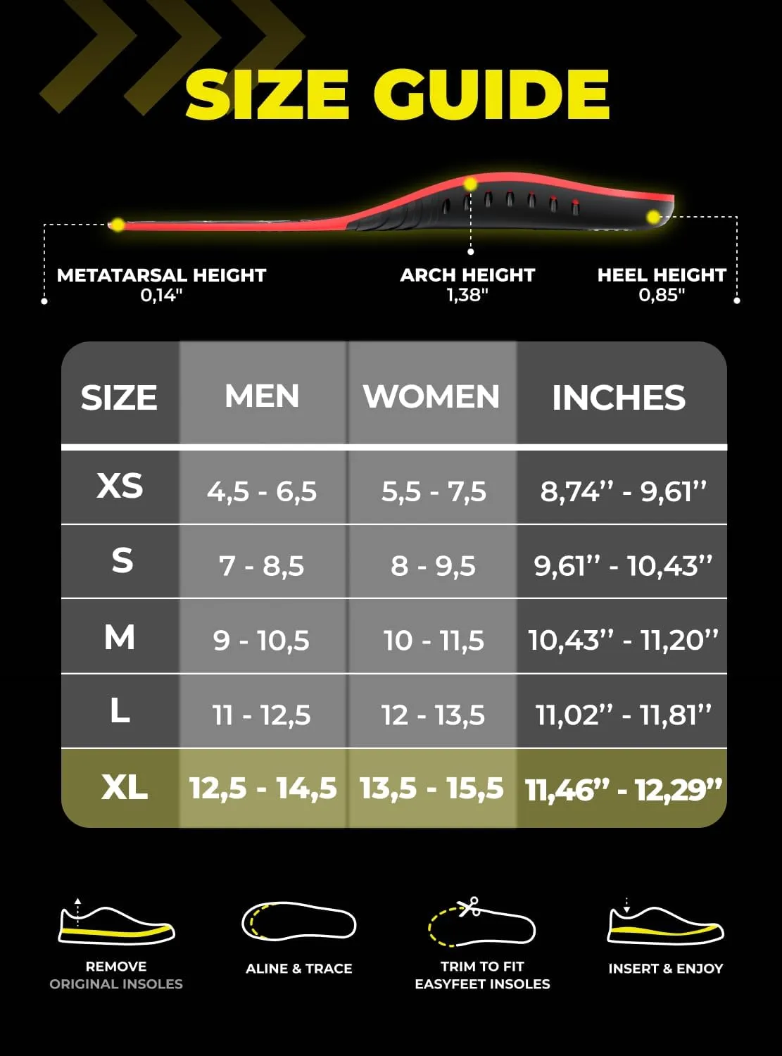 Premium Anti-Fatigue Shoe High Arch Support Insoles Men Women - Plantar Fasciitis Inserts - Orthotic Inserts Shoe Soles Standing All Day - Flat Feet Foot - Work Boot Insoles