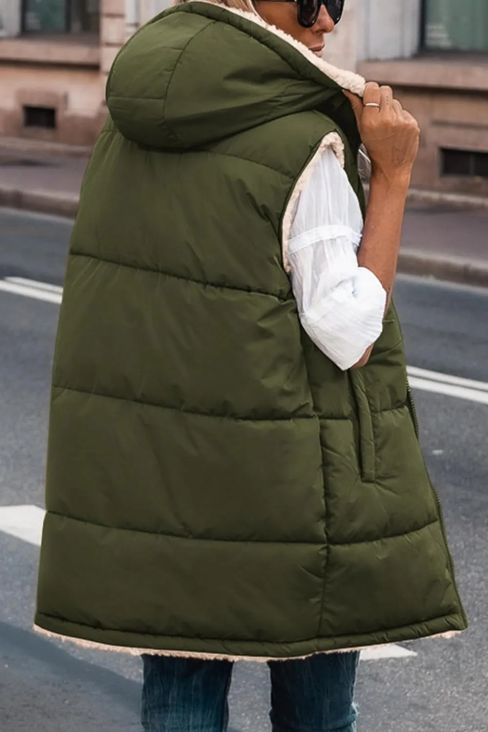 PRETTYGARDEN Womens 2025 Fall Reversible Vests Sleeveless Fleece Jacket Zip Up Hoodie Pockets Long Warm Winter Coat Outerwear