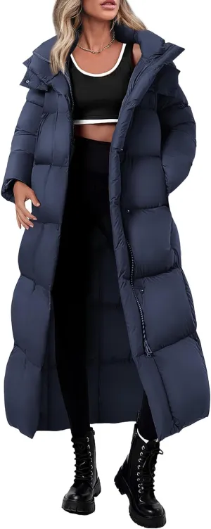 PRETTYGARDEN Women's Winter Long Puffer Coats Hooded Zip Up Casual Thickened Down Jackets Trendy Warm Clothes Outerwear
