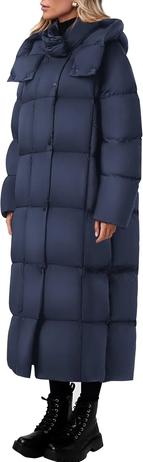 PRETTYGARDEN Women's Winter Long Puffer Coats Hooded Zip Up Casual Thickened Down Jackets Trendy Warm Clothes Outerwear