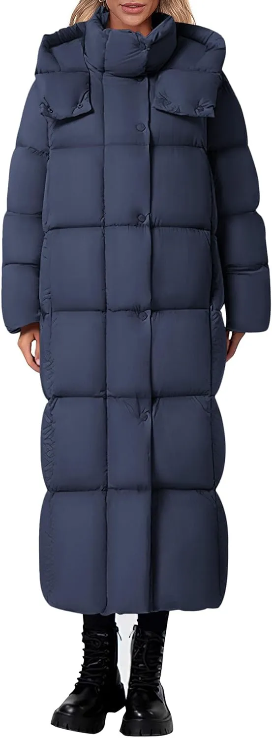 PRETTYGARDEN Women's Winter Long Puffer Coats Hooded Zip Up Casual Thickened Down Jackets Trendy Warm Clothes Outerwear