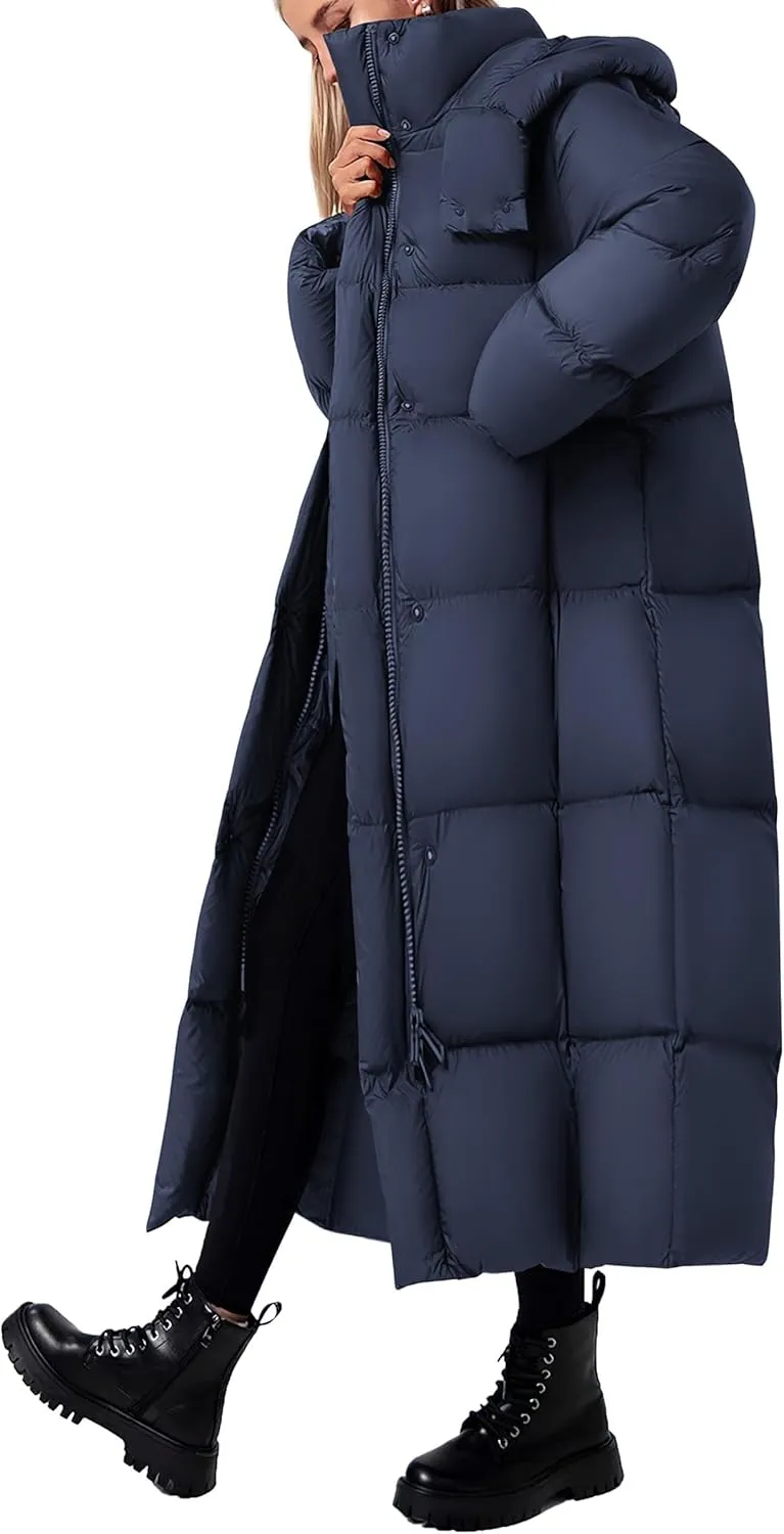 PRETTYGARDEN Women's Winter Long Puffer Coats Hooded Zip Up Casual Thickened Down Jackets Trendy Warm Clothes Outerwear