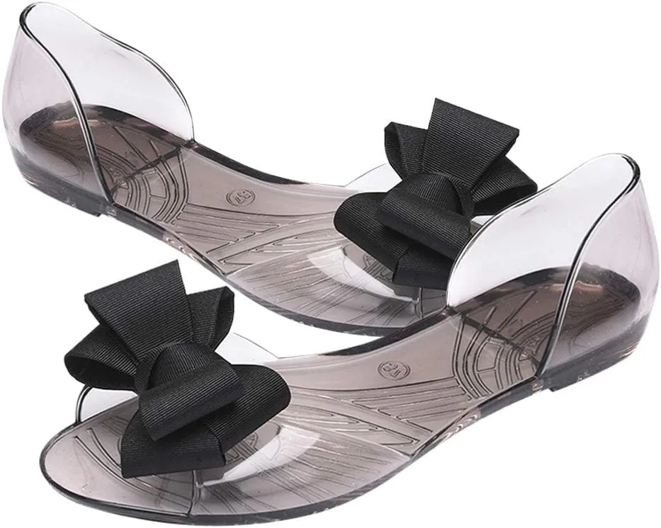 Princess Jelly Sandals with Bow Fish Mouth Summer Bowknot Beach Shoe for Women Girls (Red 35 Yards 5. 5US, 3UKï¼Œ 36EU, 8. 8425Inch)