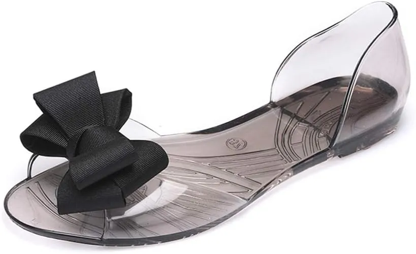 Princess Jelly Sandals with Bow Fish Mouth Summer Bowknot Beach Shoe for Women Girls (Red 35 Yards 5. 5US, 3UKï¼Œ 36EU, 8. 8425Inch)