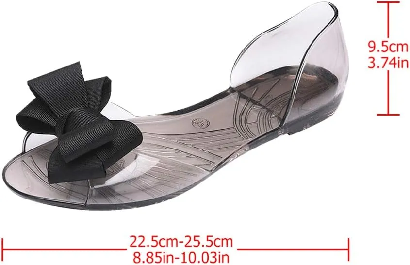 Princess Jelly Sandals with Bow Fish Mouth Summer Bowknot Beach Shoe for Women Girls (Red 35 Yards 5. 5US, 3UKï¼Œ 36EU, 8. 8425Inch)