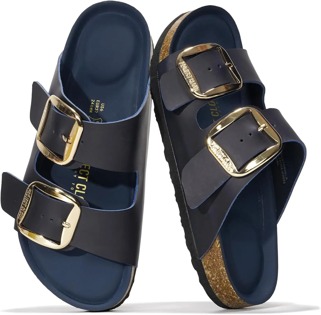 Project Cloud Genuine Leather Flat Sandals Comfortable Beach Essentials Womens Sandals Memory Foam Vacation Essentials Slides for Women Footwear (Santorini)