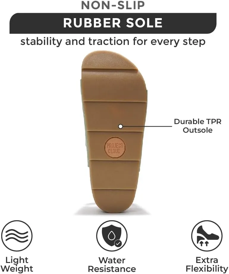 Project Cloud Genuine Leather Platform Sandals Women Footwear - Beach Summer Wedges with Comfortable Memory Foam Insole - Non Slip & Lightweight Wedge Sandals for Women 2025 (Pismo)