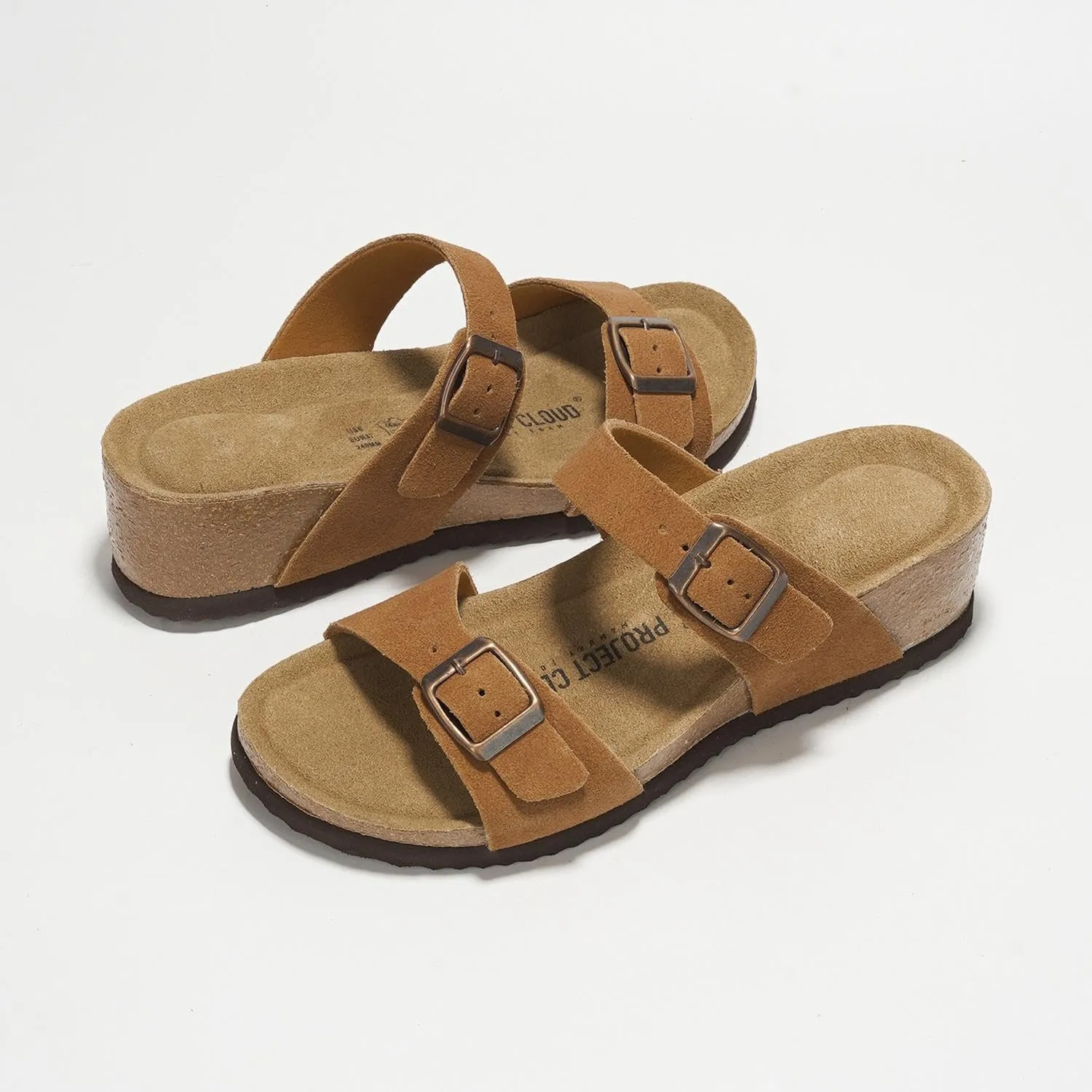 Project Cloud Genuine Leather Womens Sandals Wedge - Wedge Sandals & Slippers - Memory Foam Women Footwear Beach Essentials, Non-Slip Sandals for Women 2025