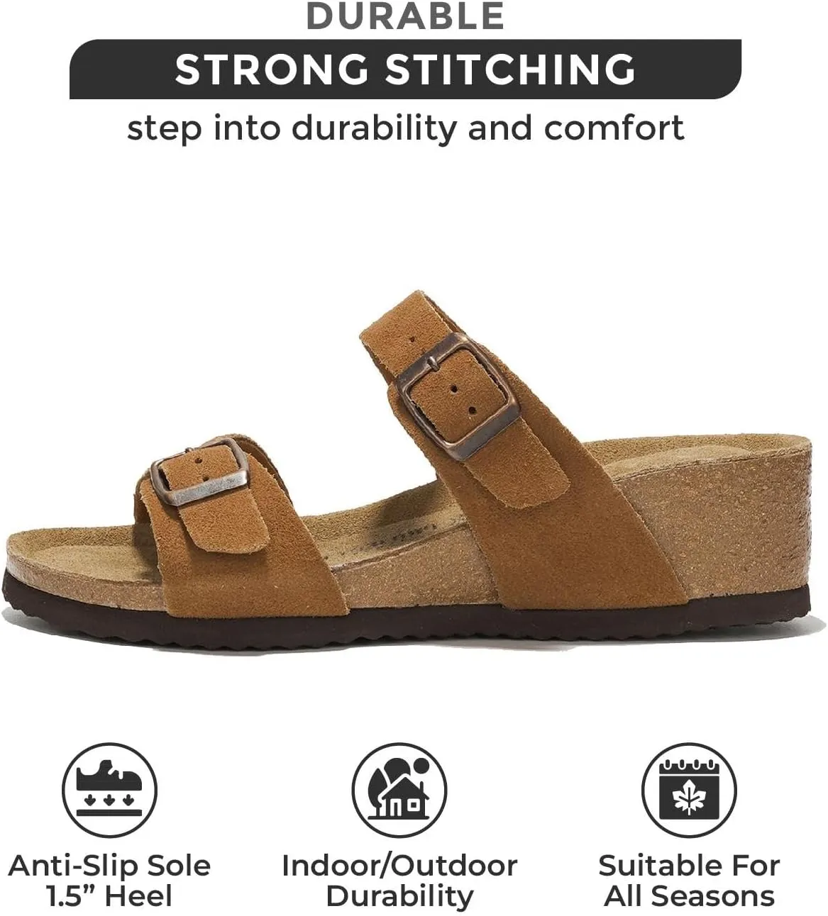 Project Cloud Genuine Leather Womens Sandals Wedge - Wedge Sandals & Slippers - Memory Foam Women Footwear Beach Essentials, Non-Slip Sandals for Women 2025