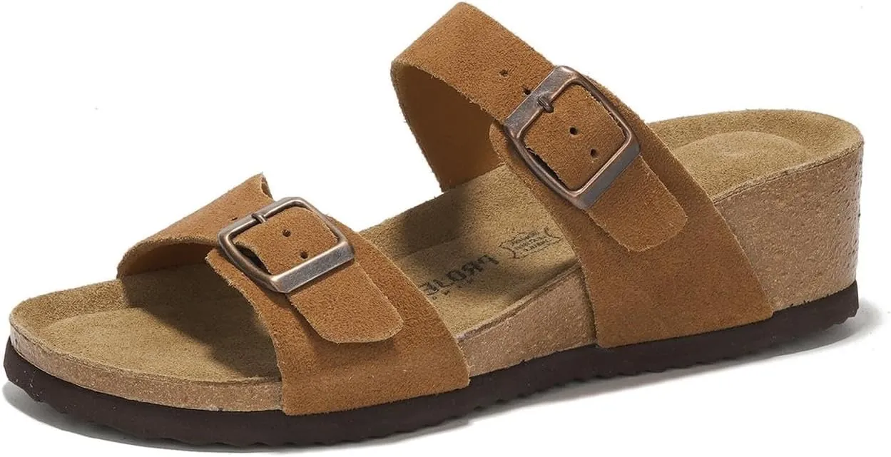 Project Cloud Genuine Leather Womens Sandals Wedge - Wedge Sandals & Slippers - Memory Foam Women Footwear Beach Essentials, Non-Slip Sandals for Women 2025