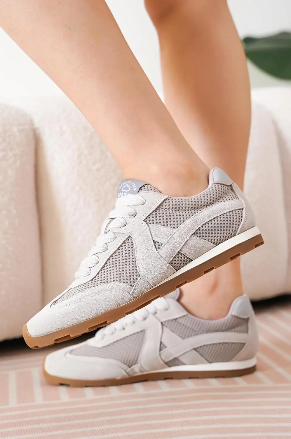Project Cloud Genuine Leather Womens Shoes – Fashion Sneakers for Women 2025 Non-Slip with Comfortable Memory Foam Insole – Stylish and Lightweight Spring Shoes for Women (Tiger)