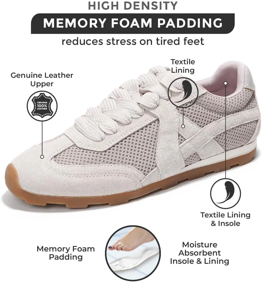 Project Cloud Genuine Leather Womens Shoes – Fashion Sneakers for Women 2025 Non-Slip with Comfortable Memory Foam Insole – Stylish and Lightweight Spring Shoes for Women (Tiger)