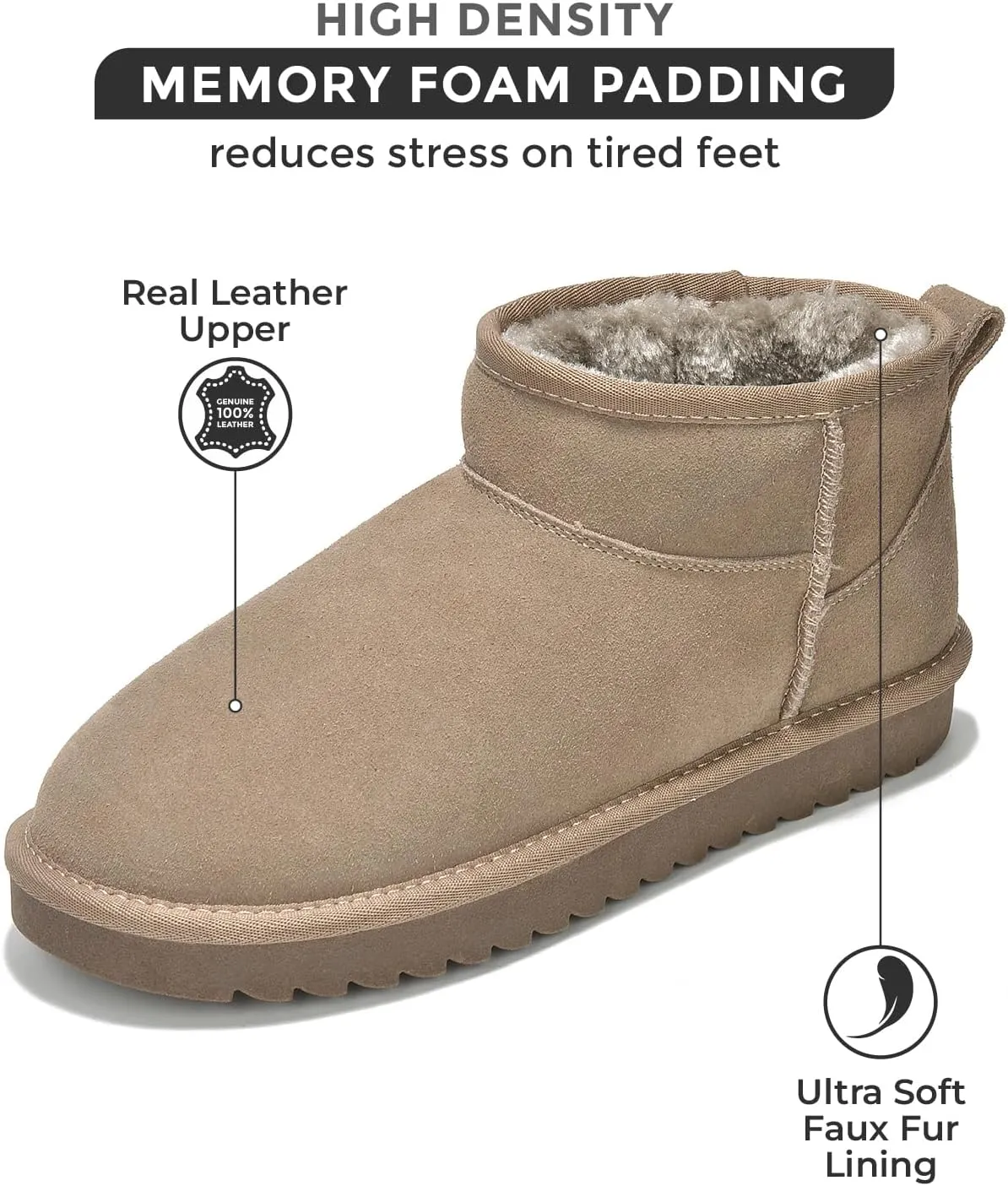 Project Cloud Genuine Suede Ankle Boots for Women - Water Resistant with Memory Foam Insole Winter Boots for Women - Trending Shoes & Comfortable Women's Ankle Boots (Hippy)