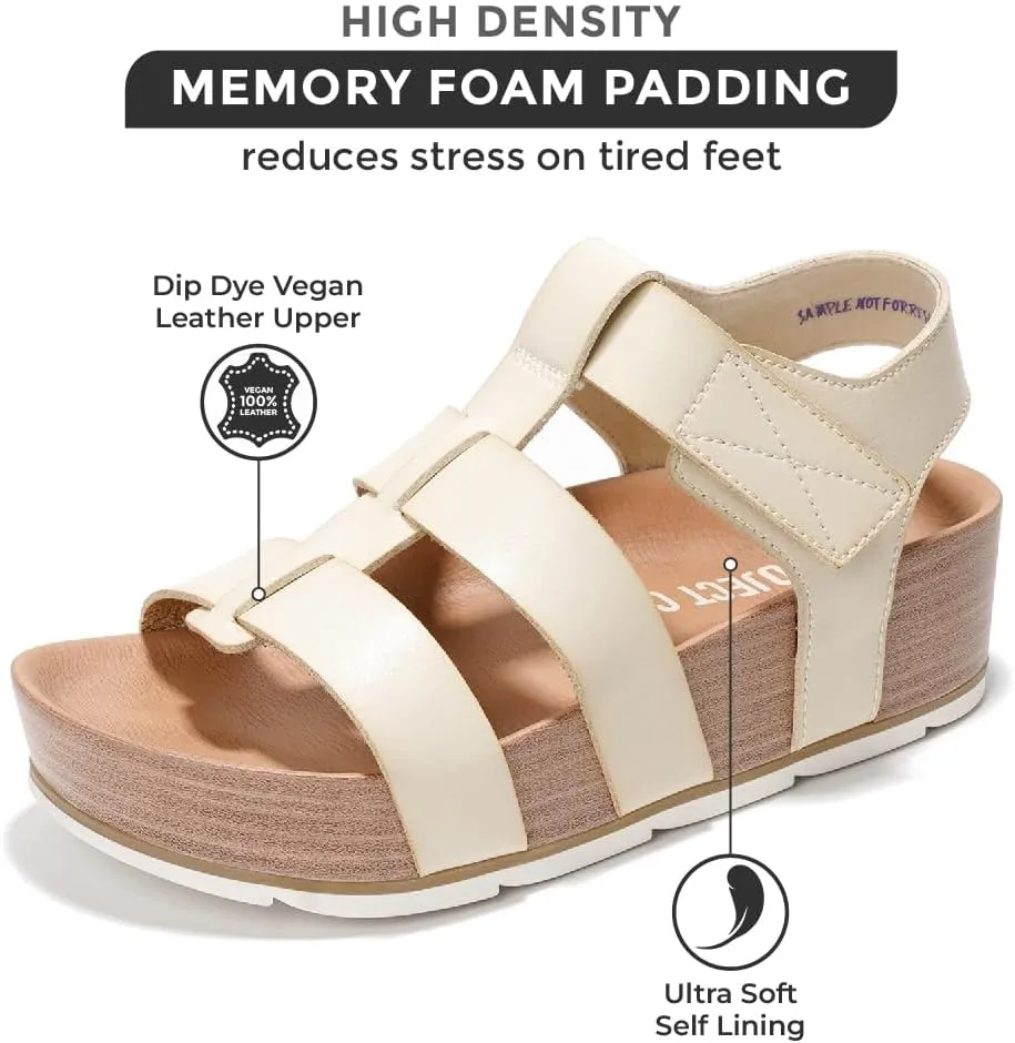 Project Cloud Platform Sandals Women - Comfortable Memory Foam Insole Ladies Wedges - Non Slip & Lightweight Strap Wedge Sandals for Women 2025 (Phased)