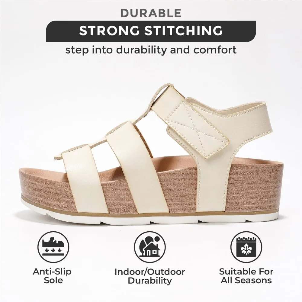 Project Cloud Platform Sandals Women - Comfortable Memory Foam Insole Ladies Wedges - Non Slip & Lightweight Strap Wedge Sandals for Women 2025 (Phased)