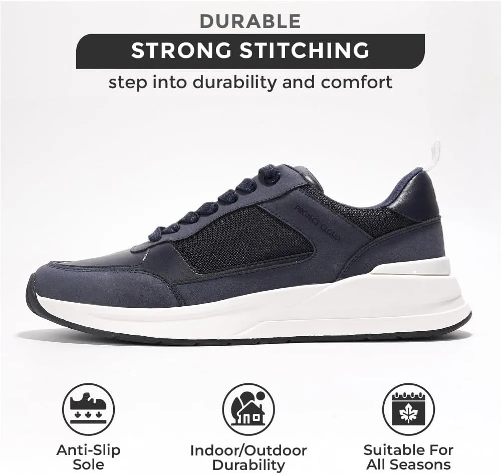 Project Cloud Sneakers for Men Shoes - Memory Foam Insole Non-Slip Casual Shoes for Men Footwear - Lightweight Vegan Leather Fashion Sneakers (Kurt)