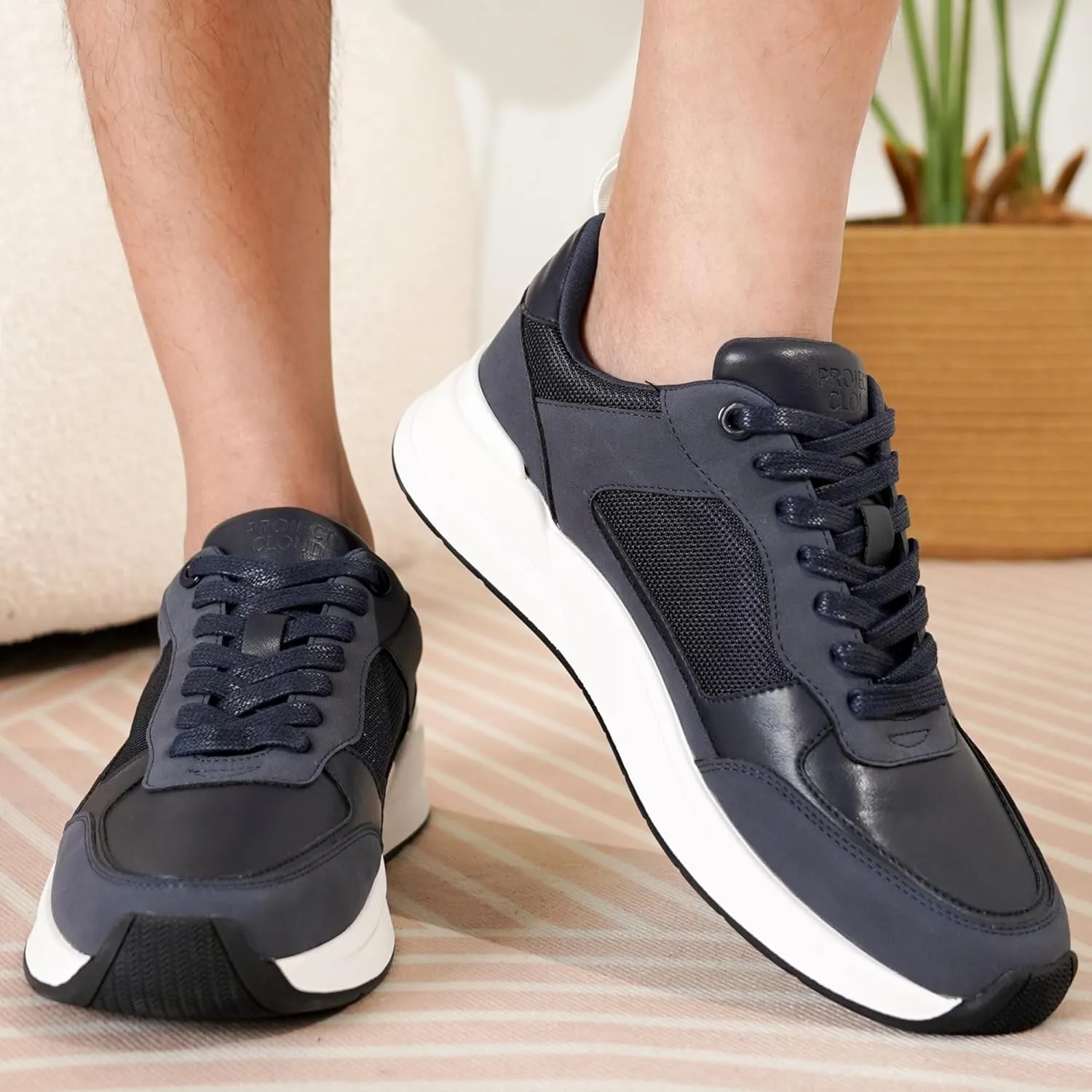 Project Cloud Sneakers for Men Shoes - Memory Foam Insole Non-Slip Casual Shoes for Men Footwear - Lightweight Vegan Leather Fashion Sneakers (Kurt)