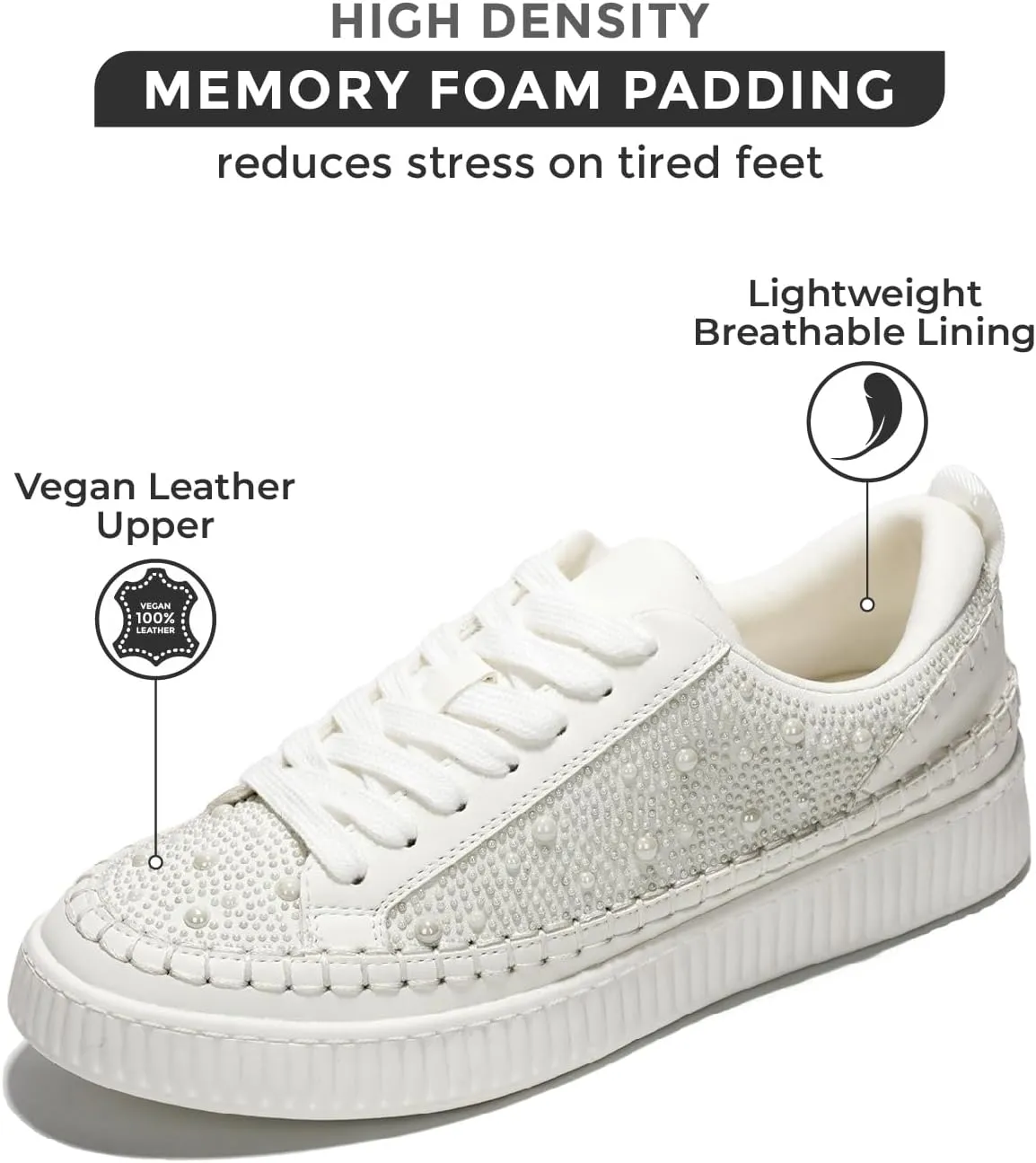 Project Cloud Sneakers for Women - Memory Foam Shoes for Women & Women's Fashion Sneakers, Lace-Up Sneakers for Women - Non-Slip Shoes - Womens Trendy Sneakers (Lona)