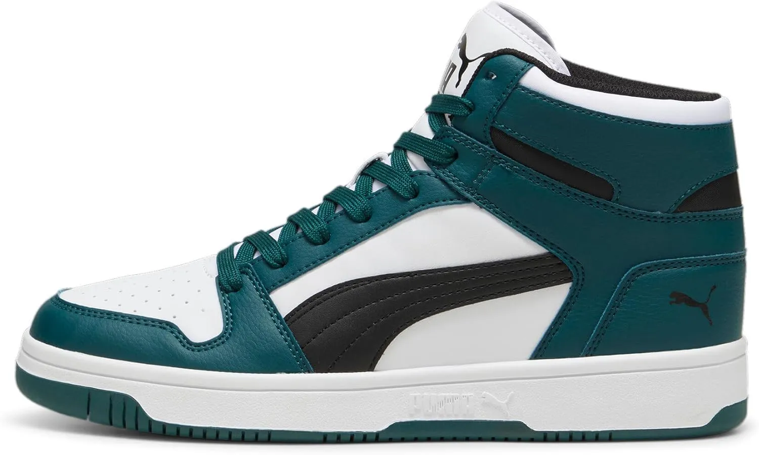 PUMA Men's Rebound Layup Mid Shoes Sneaker, Dark Myrtle-Black-White, 14
