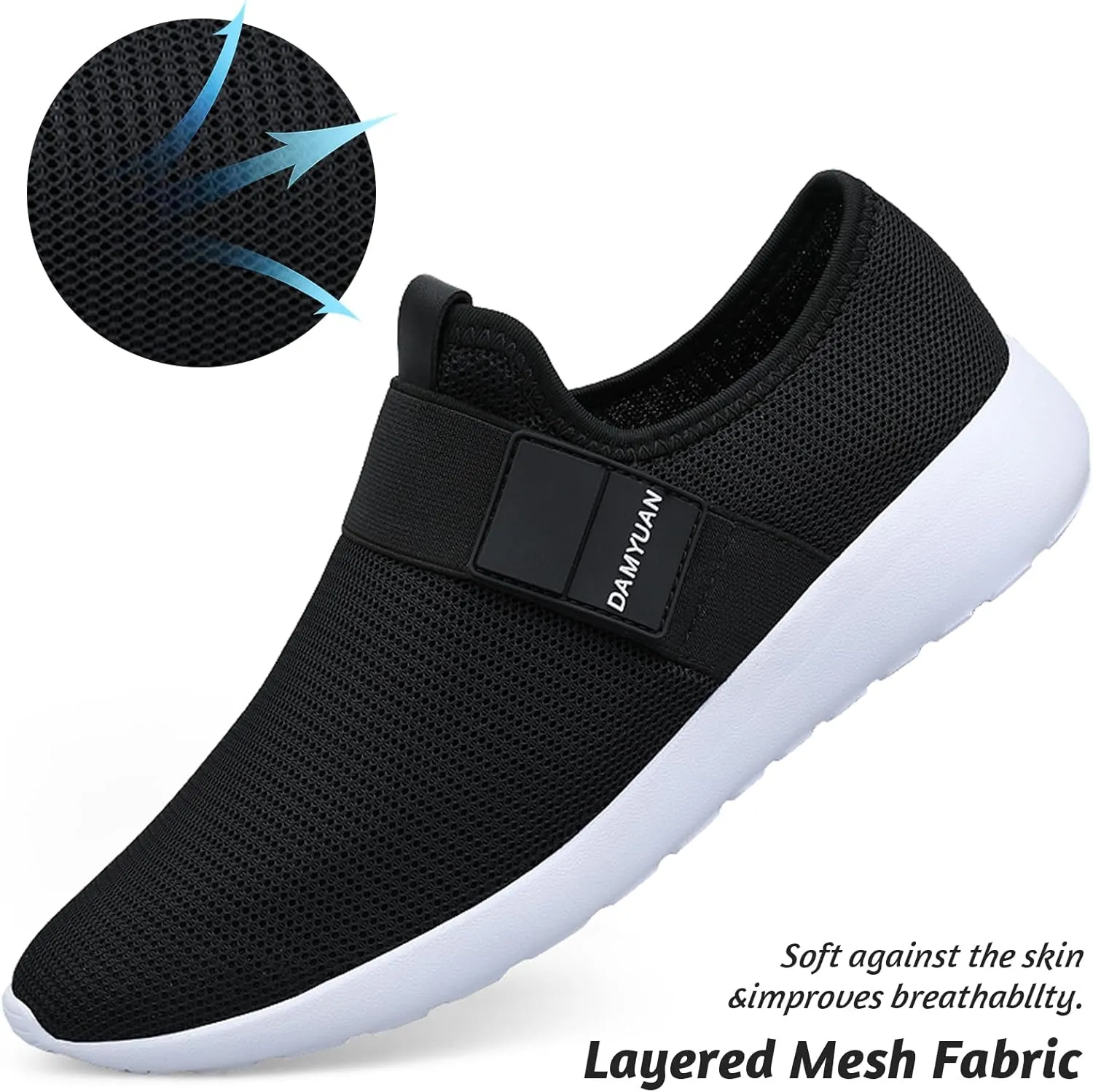 QIJGS Slip on Shoes for Men Running Tennis Athletic Gym for Men Mesh Lightweight Sports Fashion Workout Casual Sneakers