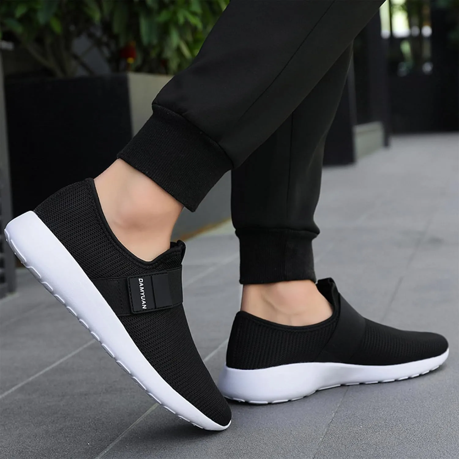 QIJGS Slip on Shoes for Men Running Tennis Athletic Gym for Men Mesh Lightweight Sports Fashion Workout Casual Sneakers