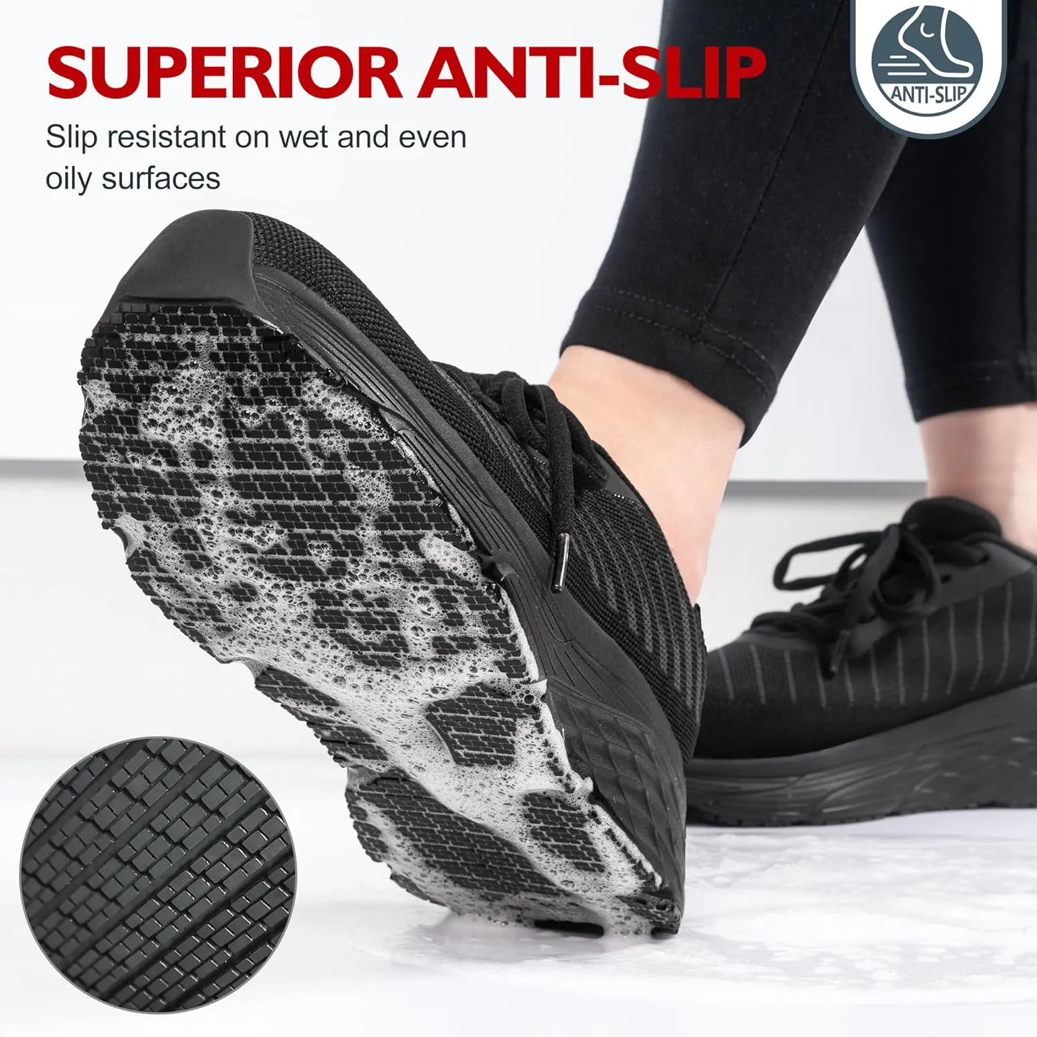 R CORD Non Slip Work Shoes Women Food Service Comfortable Water Resistant Womens Sneakers Slip Resistant Work Shoes Women