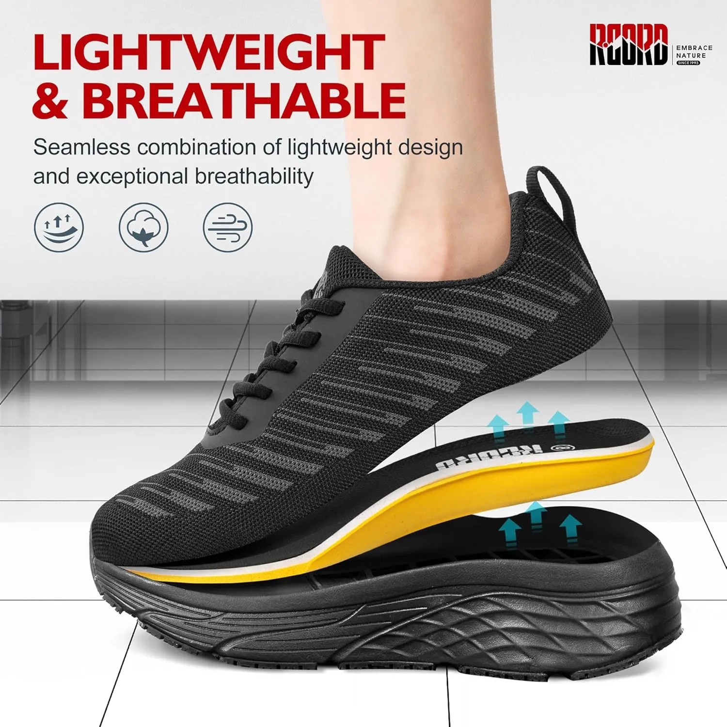 R CORD Non Slip Work Shoes Women Food Service Comfortable Water Resistant Womens Sneakers Slip Resistant Work Shoes Women