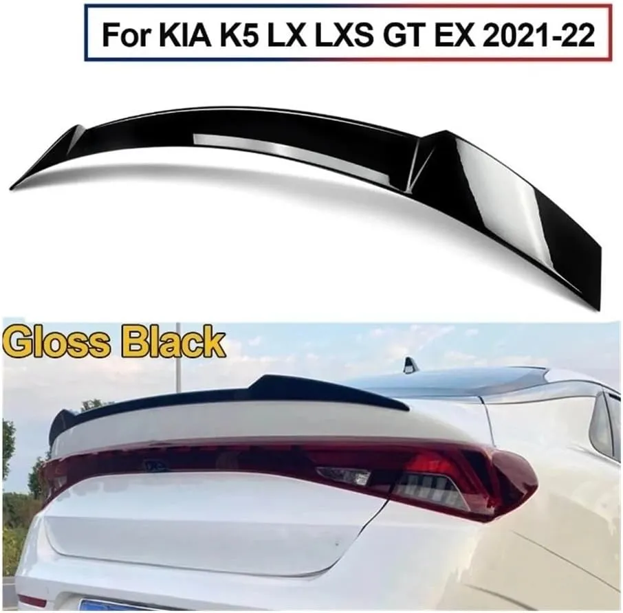 Rear Trunk Lid Spoiler Wing Shiny Black Anti-Scratch Guard & Body Kit Repair Compatible for KIA K5 2021-2023(Carbon Look)