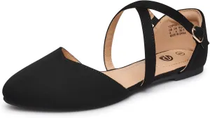 Rekayla Women's Flats Ankle Strap Ballet Flats Dressy Comfortable Women Shoes Criss-Cross Pointed Closed Toe Flats for Women Adjustable Buckle Fashion Cute Dress Flats for Work Wedding Office Casual