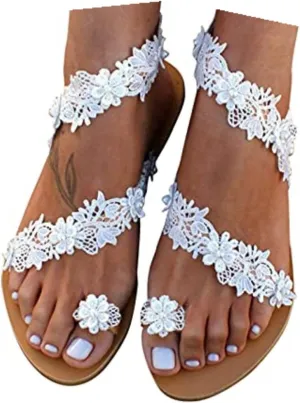 Rhinestone Sandals for Women Dressy Sandals for Wedding Pearl and Rhinestone Shoe Strappy Beach Wedding Shoes Sandals Women Dressy Summer Flat