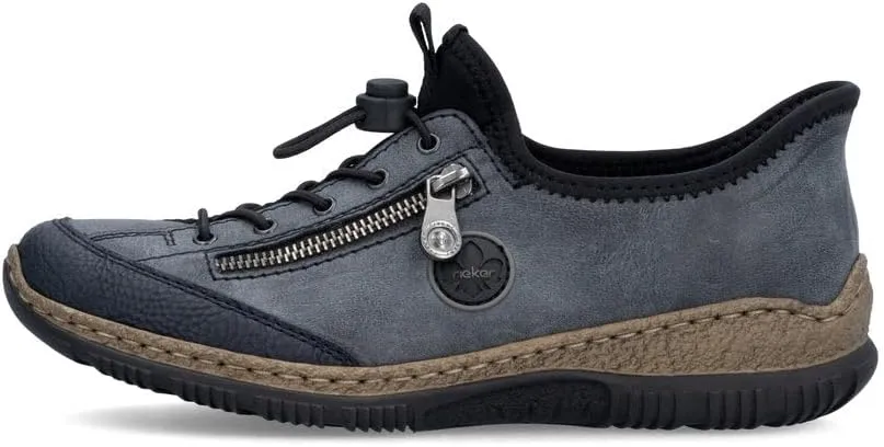 Rieker N3267 Nikita Slip-On Women's Sneakers - Lightweight Walking Shoes with Shock-Absorbing Sole, Elastic Lacing, Premium Cushioning Footbed for Everyday Wear