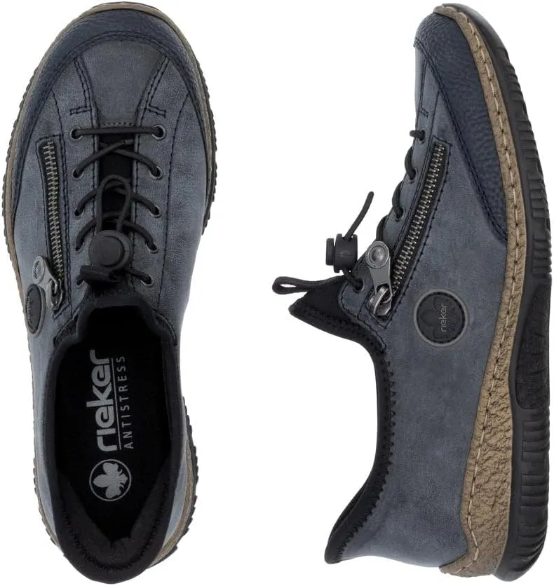 Rieker N3267 Nikita Slip-On Women's Sneakers - Lightweight Walking Shoes with Shock-Absorbing Sole, Elastic Lacing, Premium Cushioning Footbed for Everyday Wear