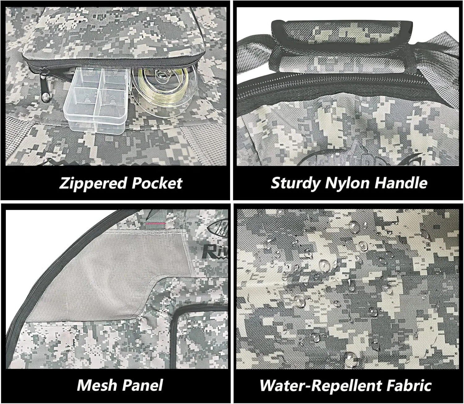 Riverruns Fishing Hunting Wader Bag with Vented Mesh, Foldable Waders Boots Bag, Fly Fishing Changing Pad & Bag for Fishing, Hiking, Camping (CamoGreen)