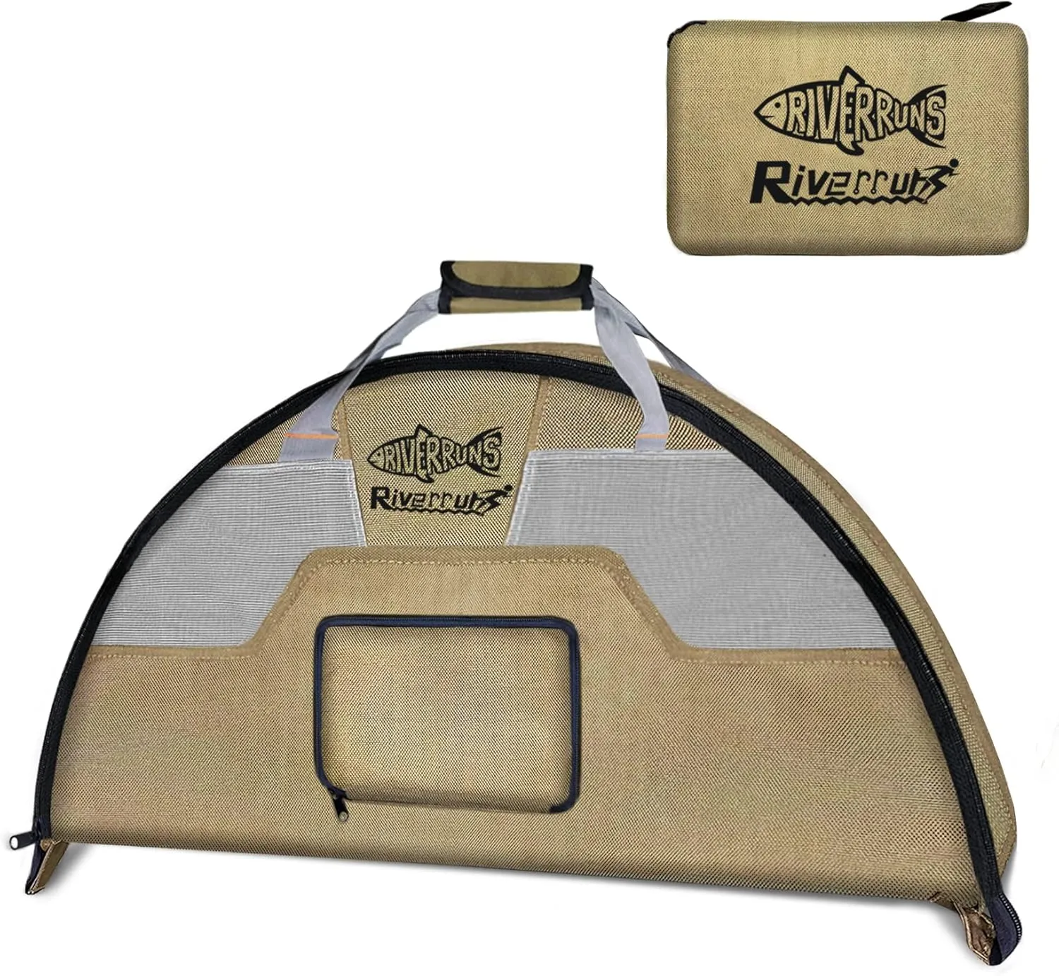 Riverruns Fishing Hunting Wader Bag with Vented Mesh, Foldable Waders Boots Bag, Fly Fishing Changing Pad & Bag for Fishing, Hiking, Camping (Khaki)