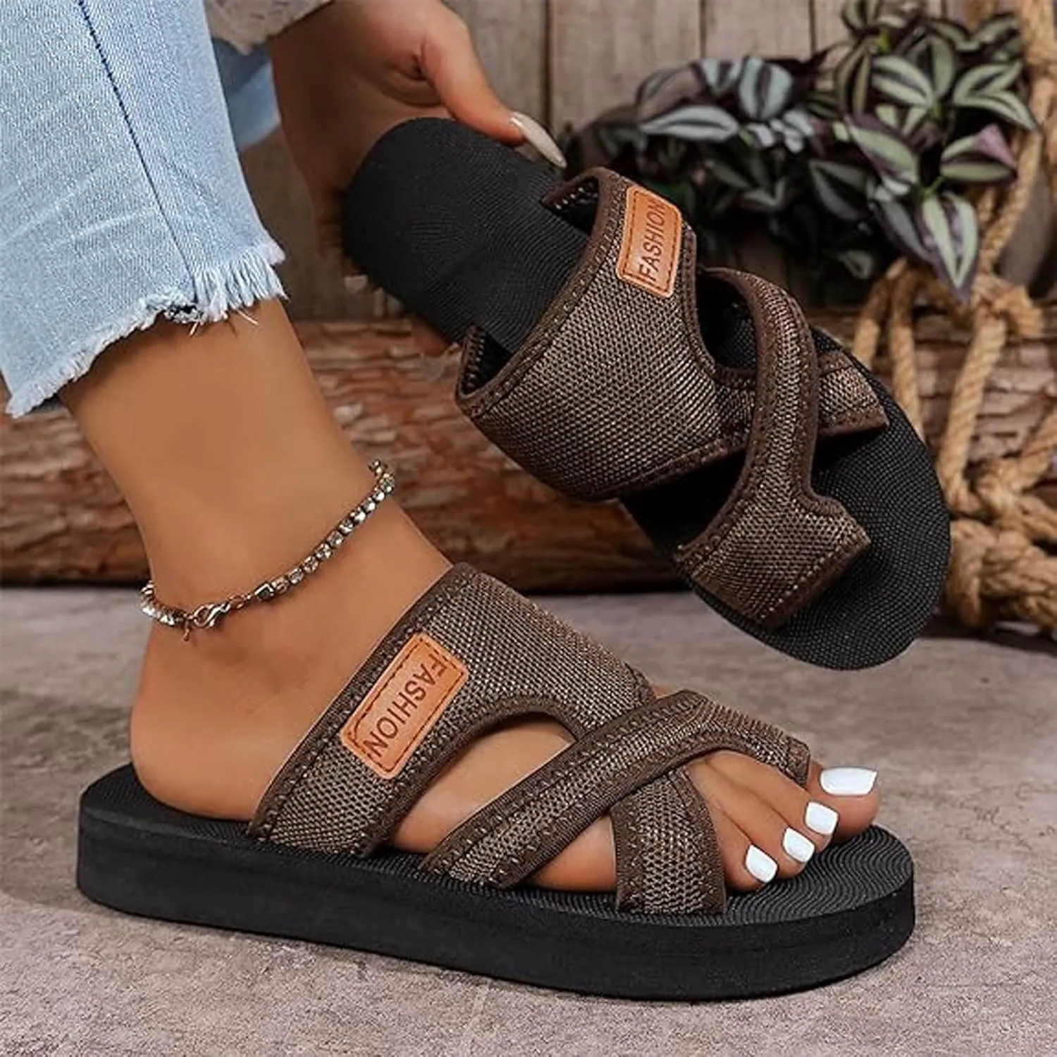 Sandalias para Mujer Elegantes, Womens Flat Flip Flops Vintage Leopard Snakeskin Sandal for Beach Holiday Travel Shoes