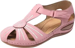 Sandals Women Dressy Summer Closed Toe Wedge Platform Sandals Vintage Casual Hollow Out Orthopedic Shoes Comfy Bohemia Gladiator Ladies Shoes