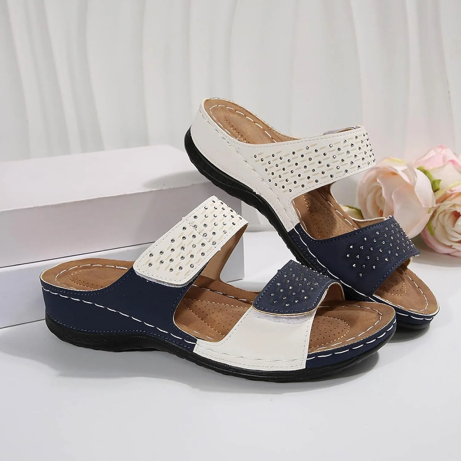 Sandals Women Flat Strappy Women's Dressy Slide Slip-On Fashion Casual Comfortable Summer Beach Walking Slippers