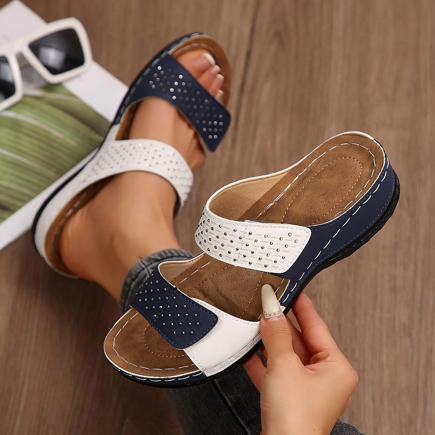 Sandals Women Flat Strappy Women's Dressy Slide Slip-On Fashion Casual Comfortable Summer Beach Walking Slippers