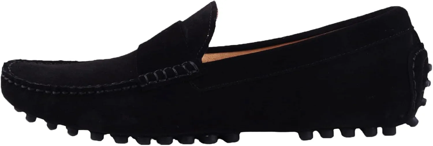 Santimon Mens Driving Penny Loafers Suede Leather Comfortable Casual Slip On Shoes Moccasins