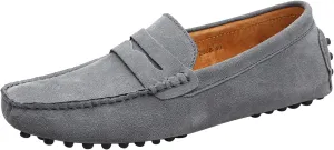 Santimon Mens Driving Penny Loafers Suede Leather Comfortable Casual Slip On Shoes Moccasins