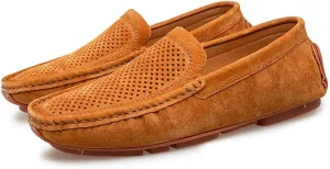 Santimon Mens Driving Penny Loafers Suede Moccasins Slip On Casual Dress Wide Boat Shoes