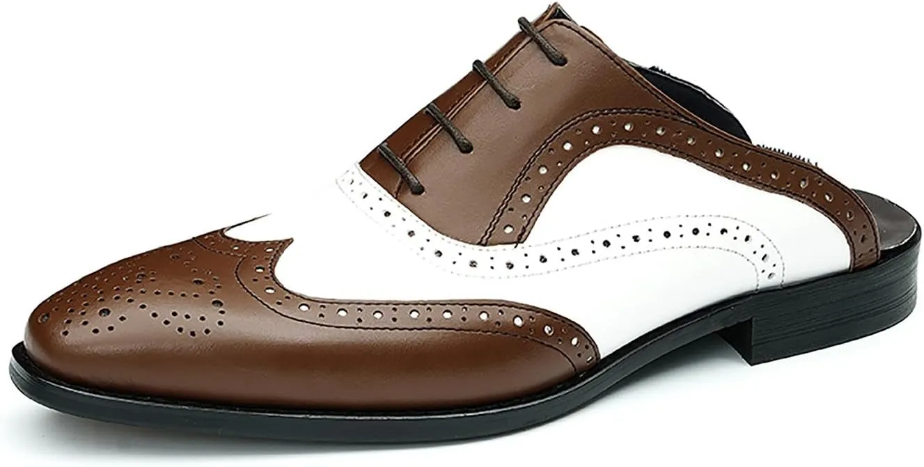 Santimon Mens Mules Slip On Casual Dress Clogs Leather Walking Loafers Shoes Fashion Wedding Breathable Business Formal Oxfords Summer Slippers Shoes for Men
