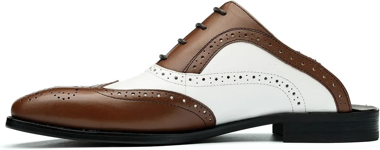 Santimon Mens Mules Slip On Casual Dress Clogs Leather Walking Loafers Shoes Fashion Wedding Breathable Business Formal Oxfords Summer Slippers Shoes for Men