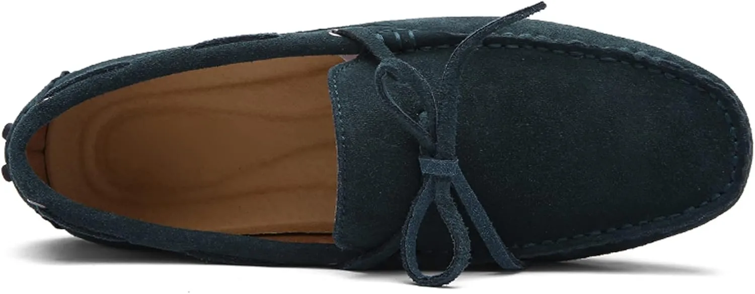 Santimon Mens Penny Loafers Classic Suede Leather Moccasins Casual Slip On Driving Prom Shoes