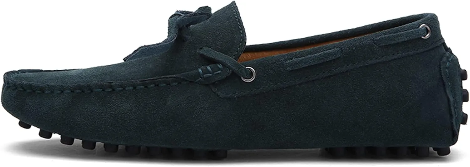 Santimon Mens Penny Loafers Classic Suede Leather Moccasins Casual Slip On Driving Prom Shoes