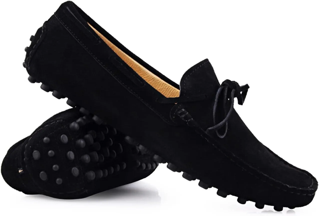 Santimon Mens Penny Loafers Classic Suede Leather Moccasins Casual Slip On Driving Prom Shoes