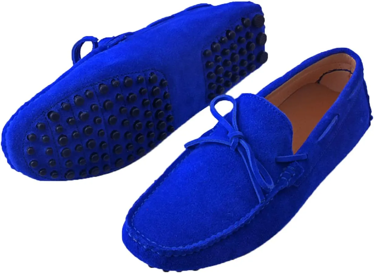 Santimon Mens Penny Loafers Classic Suede Leather Moccasins Casual Slip On Driving Prom Shoes