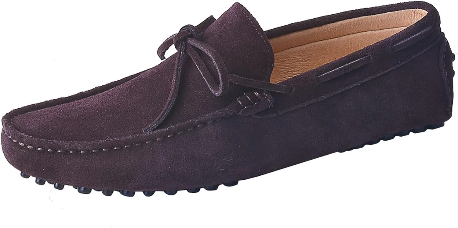 Santimon Mens Penny Loafers Classic Suede Leather Moccasins Casual Slip On Driving Prom Shoes