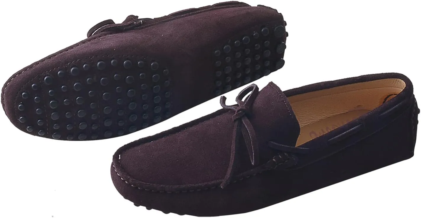 Santimon Mens Penny Loafers Classic Suede Leather Moccasins Casual Slip On Driving Prom Shoes