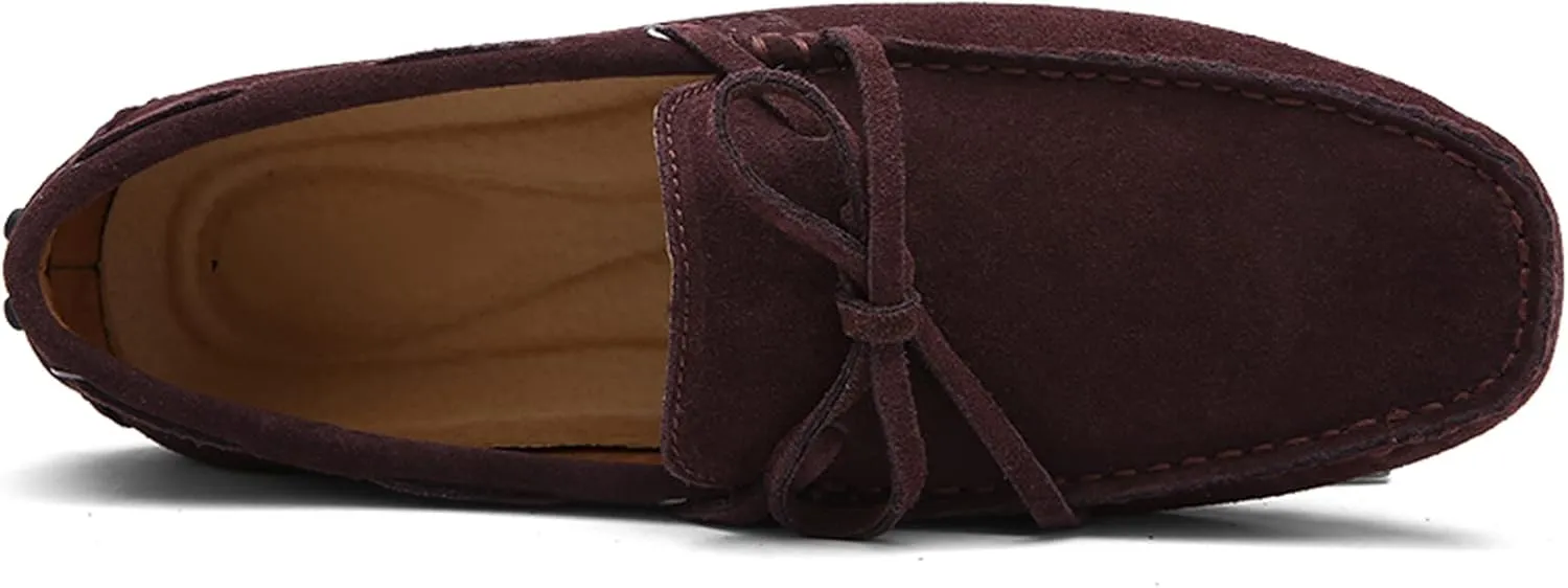 Santimon Mens Penny Loafers Classic Suede Leather Moccasins Casual Slip On Driving Prom Shoes